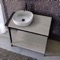 Modern Powder Room Console Vanity with Grey Oak Shelf, 35 Inch, Free Standing